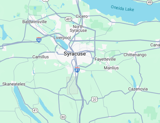 A map showing Syracuse NY